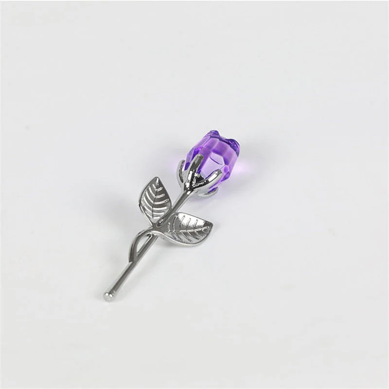 HULIANFU Valentines Day Gift Crystal Glass Rose Artificial Flower Silver Gold Rod Rose Flower for Girlfriend Wedding Gifts for Guest - Deanwangkt