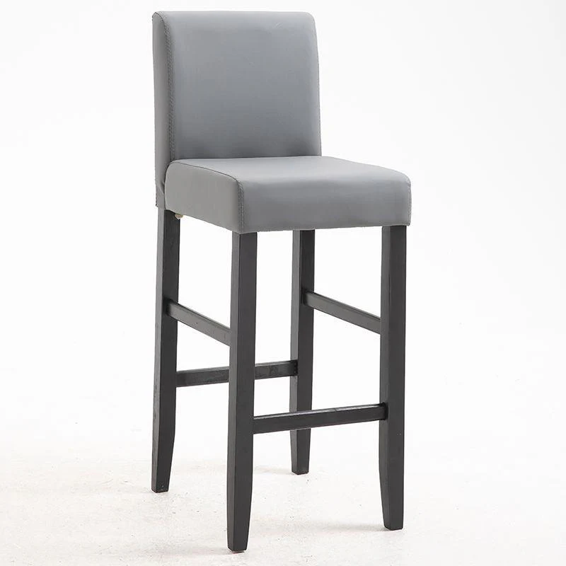 Traditional Wood Leather Upholstered Bar Height Stool