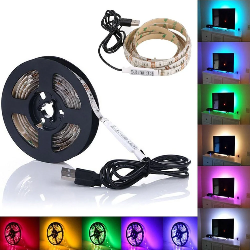HULIANFU LED Strip Light USB 2835SMD DC 5V Flexible LED Lamp Tape Ribbon RGB 0.5M 1M 2M 3M 4M 5M Backlight - Deanwangkt