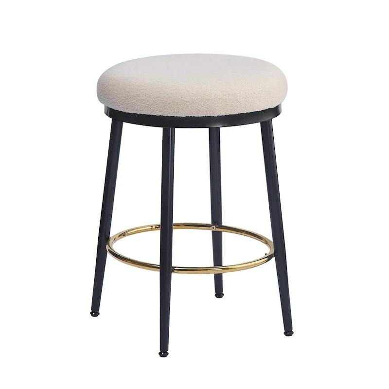 Altrium Modern Upholstered 24.75-Inch Round Backless Counter Stools with Iron Frame (Set of 4) by Christopher Knight Home
