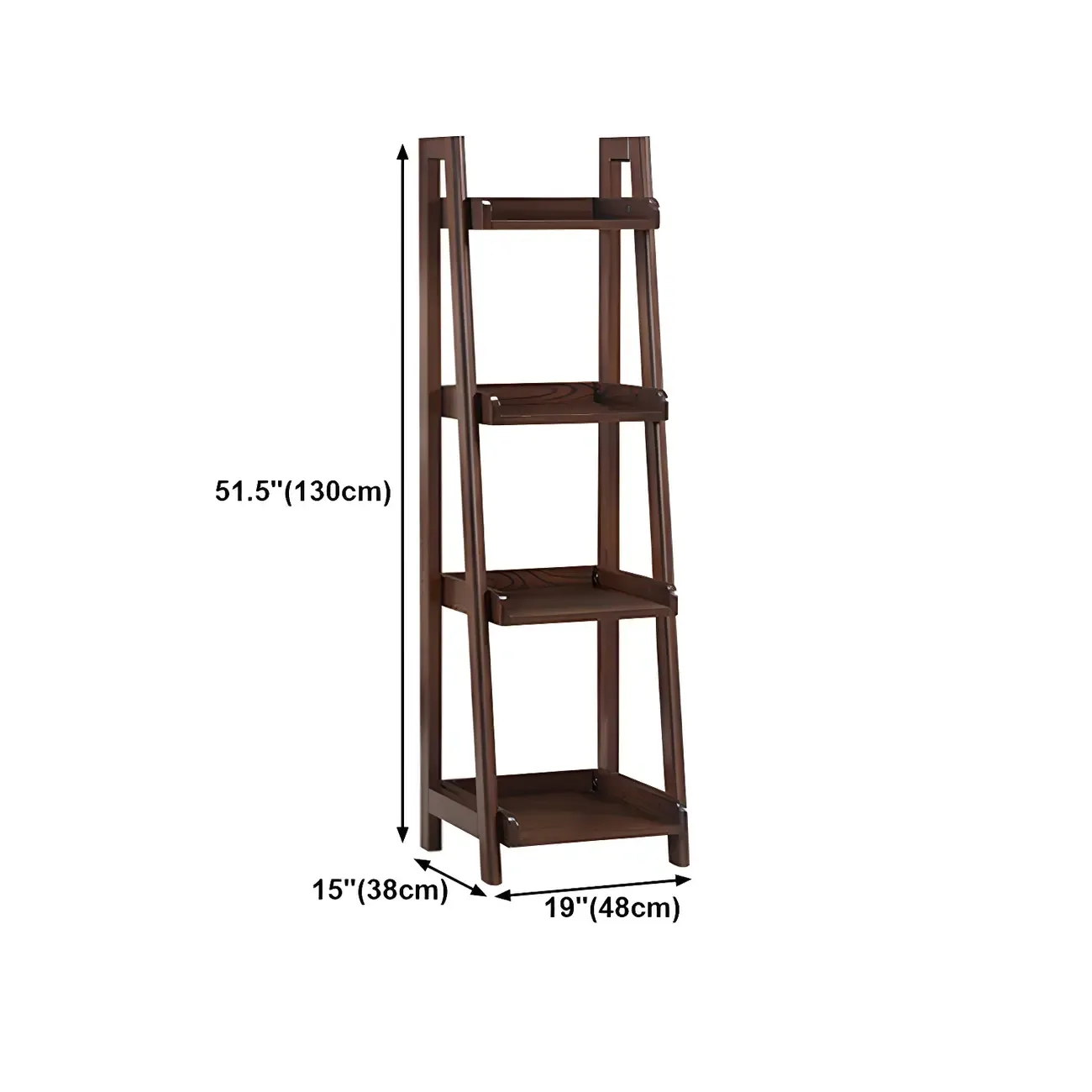 Narrow Wood Open Back Vertical Ladder Bookshelf