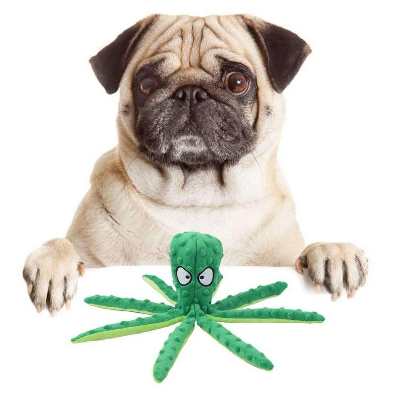 HULIANFU Pet Dog Plush Toy Squeaker Chew Animal Toy Octopus Skin Shell Bite Resistant Plush Toy Funny Durability Molar Toy Pets Supplies - Deanwangkt
