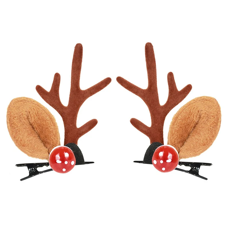 HULIANFU 2026  2pcs/set Elk Christmas Hair Clips Adult Kids Girl New Year Gift Christmas Hair Accessories Ear Hairpins Xmas Navidad Natal Decor - Deanwangkt