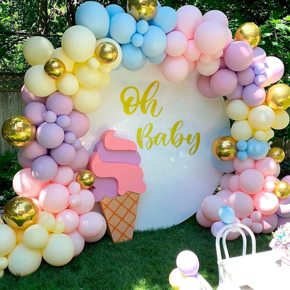 HULIANFU QIFU Macaron Balloons Garland Latex Ballons Arch Happy Birthday Party Decor Kids Adult Wedding Baloon Chain Baby Shower Balon - Deanwangkt