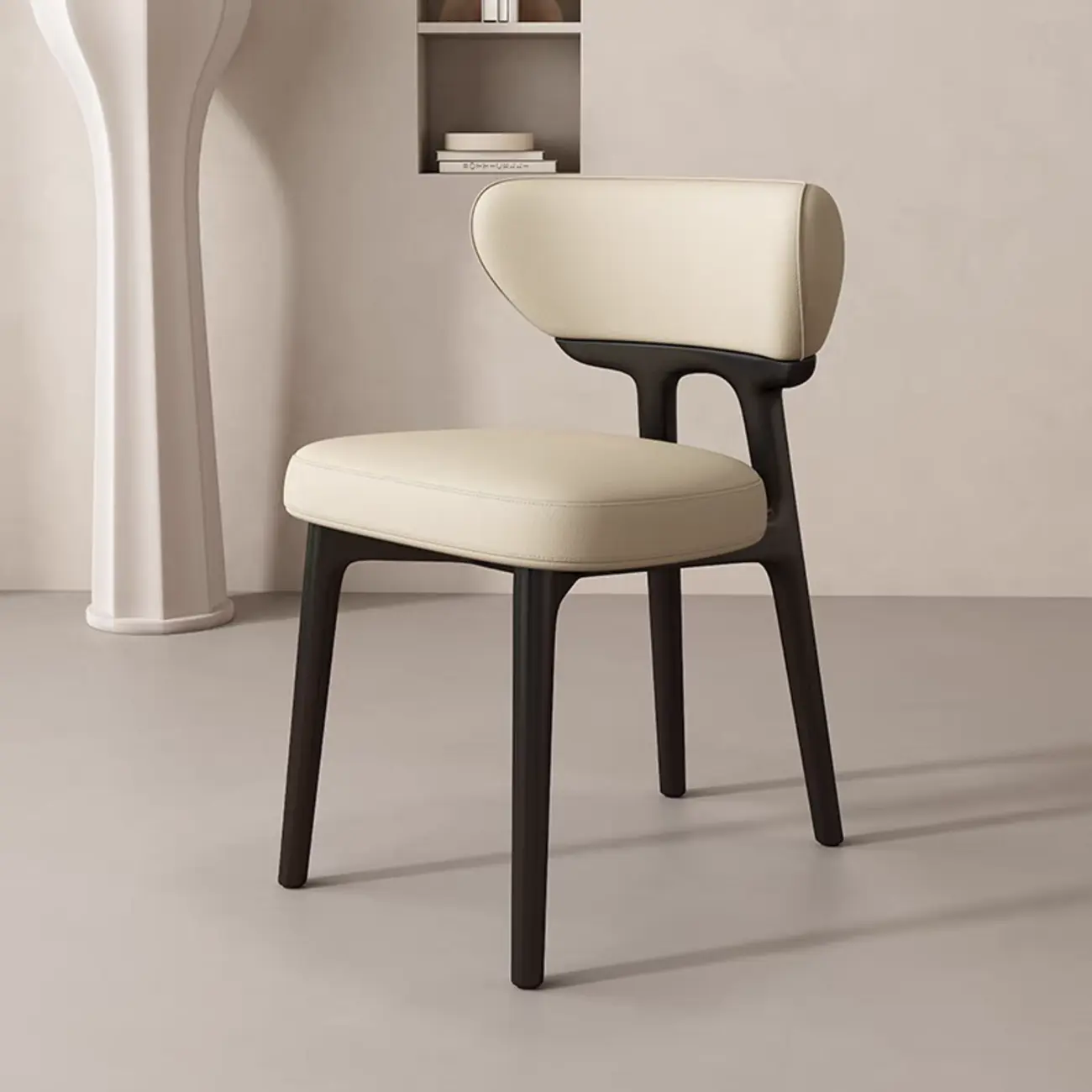 Scandinavian Low Back Upholstered Wood Dining Chair