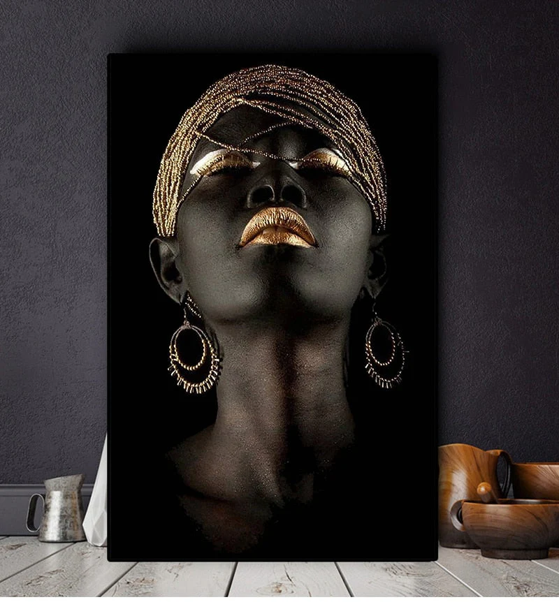 HULIANFU Wall Art Picture for living room Contemplator Black African Woman Oil Painting on Canvas Posters and Prints Scandinavian - Deanwangkt