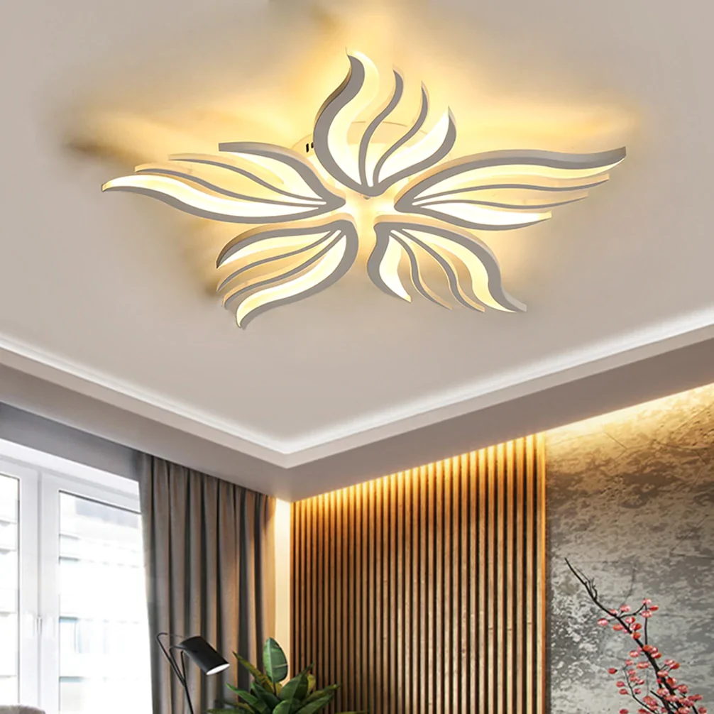 HULIANFU Modern LED Ceiling Lights Dimmable Bedroom Chandelier Lamp Flower-Shape Design With Remote Control Study Hotel Ceiling Lamps - Deanwangkt