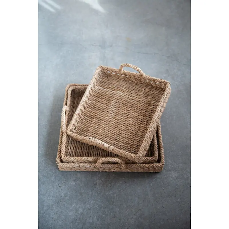 S/3 Decorative Water Hyacinth Tray