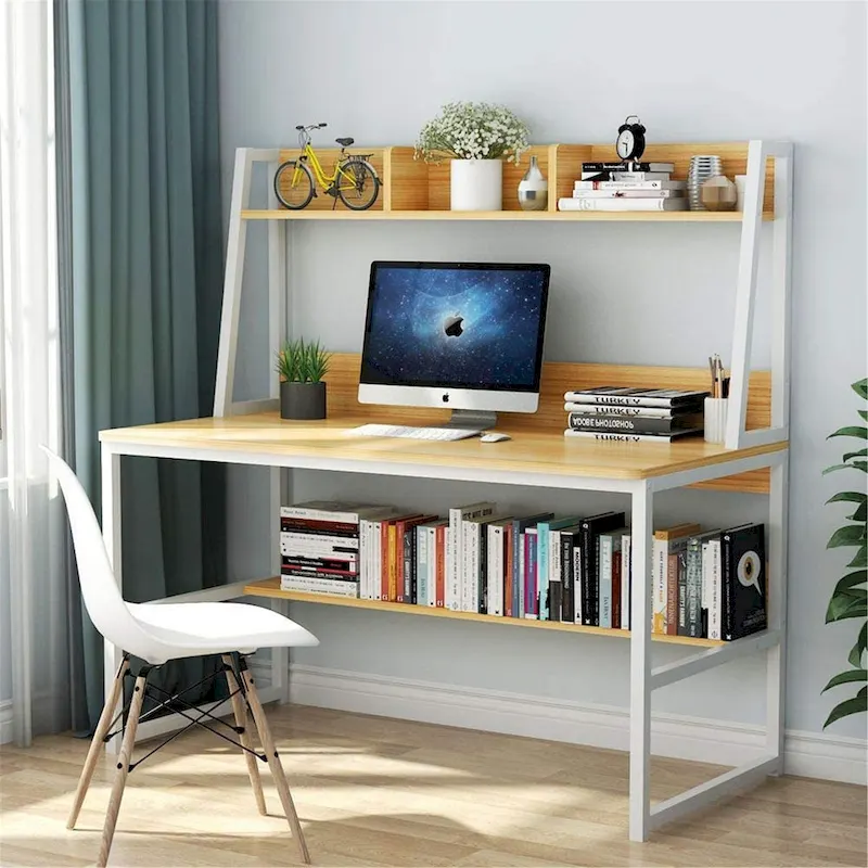47 Inches Computer Desk with Hutch and Bookshelf