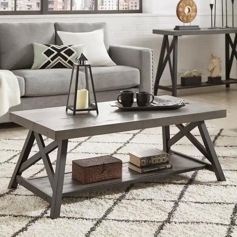 Bryson Rustic X-Base Accent Tables by iNSPIRE Q Classic