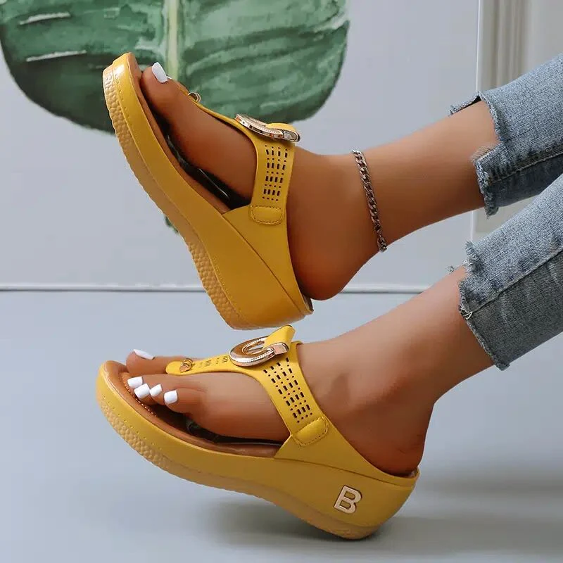 Women New Summer Sandals Open Toe Beach Shoes Flip Flops Wedges Comfortable Slippers Cute Sandals Chaussure Femme Plu Size 35~43 - Deanwangkt