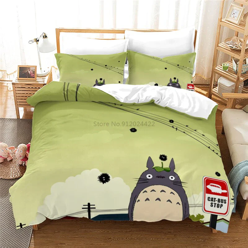 HULIANFU MY NEIGHBOUR TOTORO 3d Printed Bedding Set Duvet Cover Set with Pillowcase Twin Full Queen King Comforter Cover Sets Bedclothes - Deanwangkt