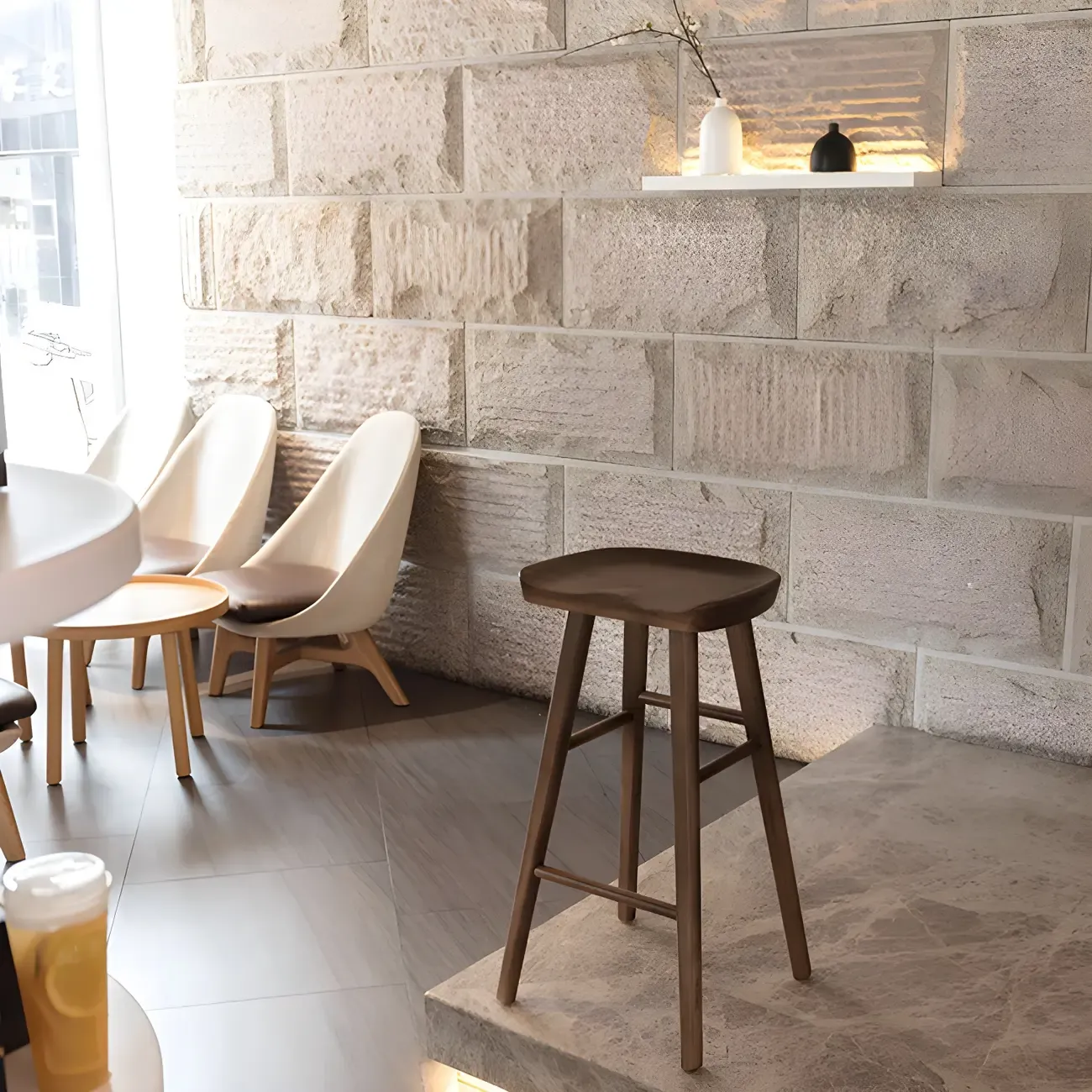 Rustic Saddle Backless Bar Stool Counter Height