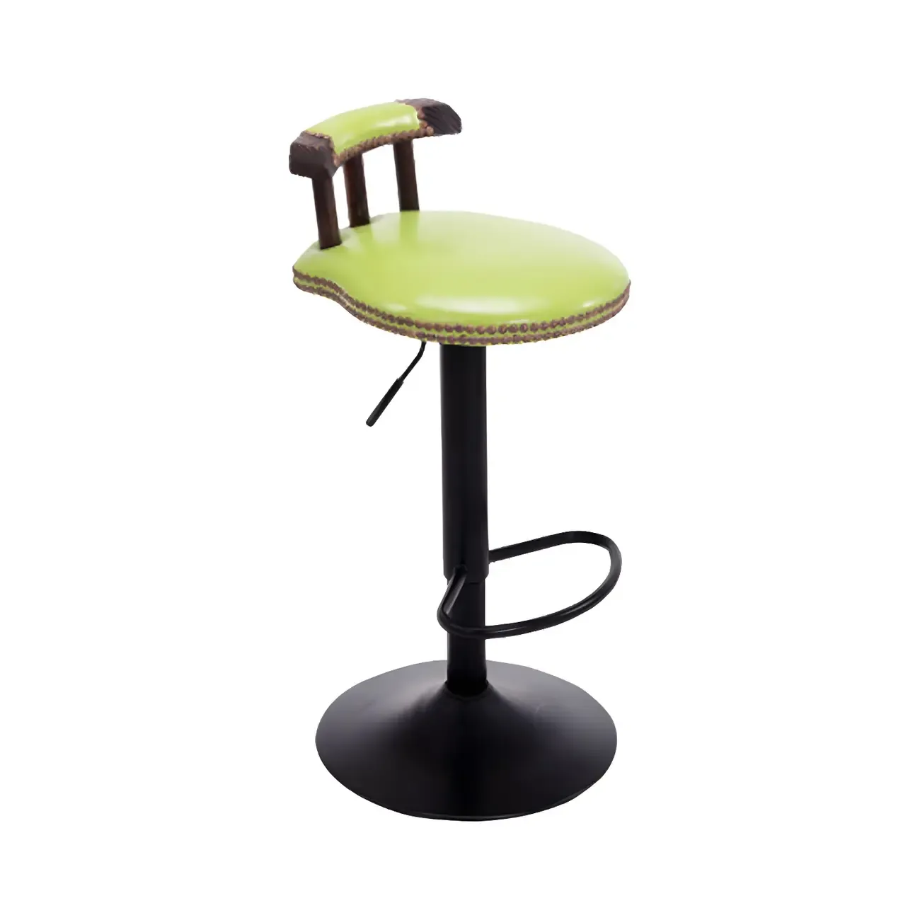 Industrial Round Leather Adjustable Bar Stools
