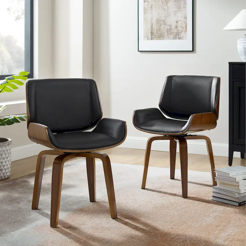 Art Leon Swivel Wooden Upholstered Dining Chairs (Set of 2)