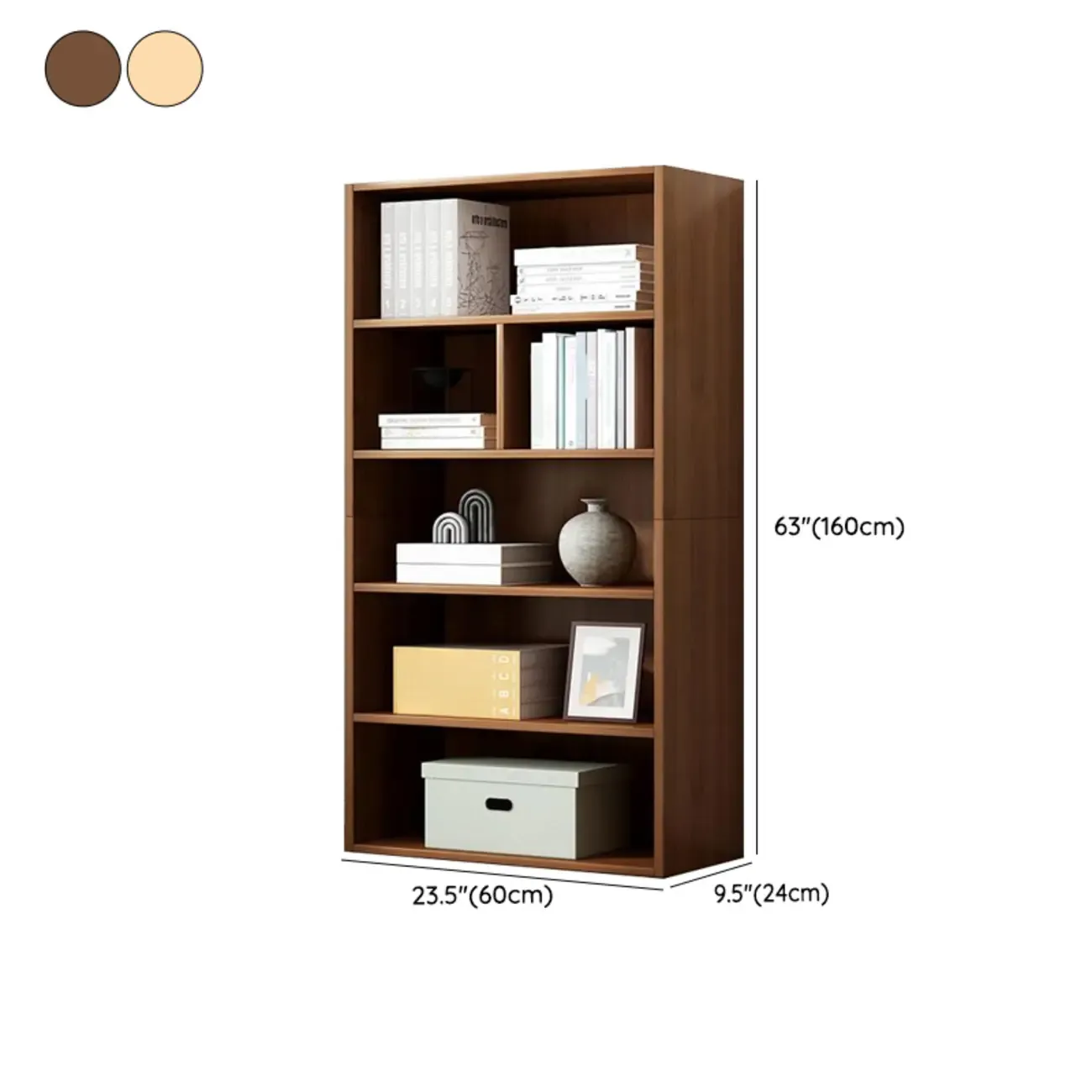 Modern Multi-Layer Brown Lumber Closed Back Bookcase