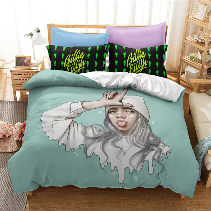 HULIANFU Popular Billie Pattern Duvet Cover Set Pillowcase Printed Bedding Set Single Double Twin Full Queen King Size for Bedroom Decor - Deanwangkt