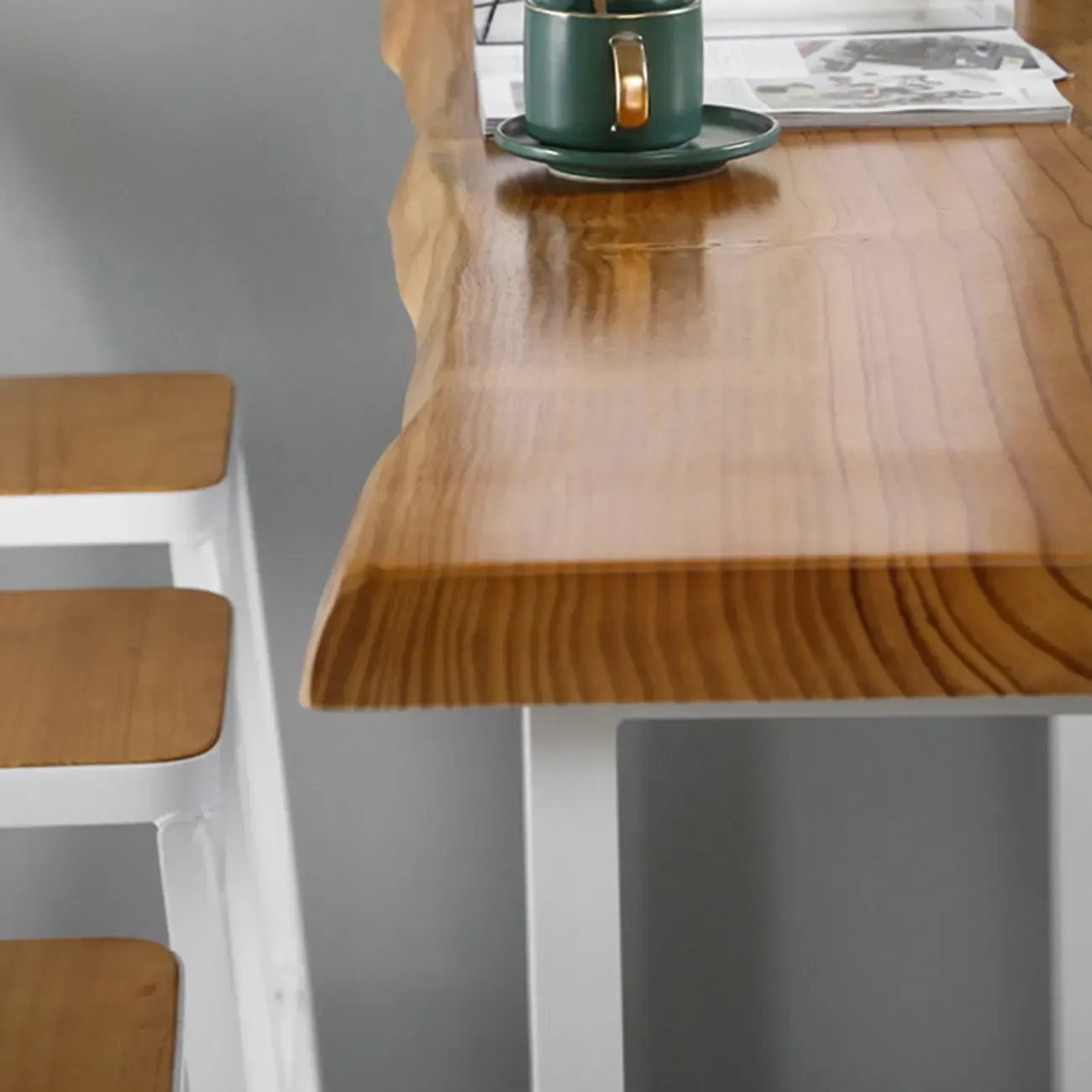 Scandinavian Hardwood Pub Table with Sled Base