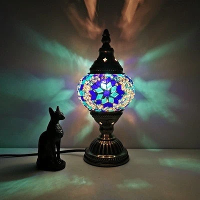 HULIANFU Turkish mosaic table Lamp vintage art deco Handcrafted lamparas de mesa mosaic Glass romantic bed light lamparas con mosaicos - Deanwangkt
