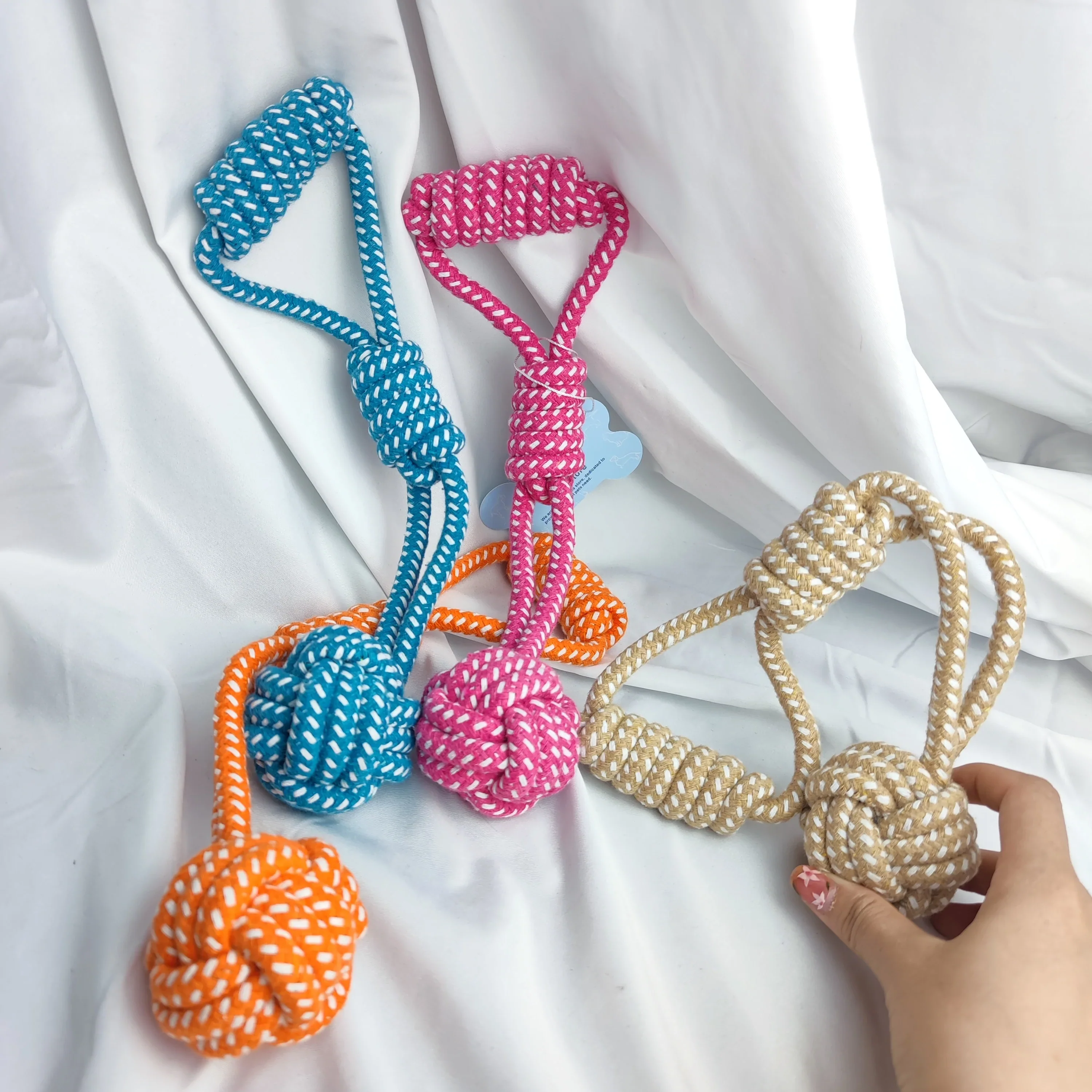 HULIANFU MZHQ 1 Solid color Cotton Rope Braided Labrador Training Molar Teeth Bite-Resistant Teeth Cleaning Dog Pet Toy Ball Dog Supplies - Deanwangkt