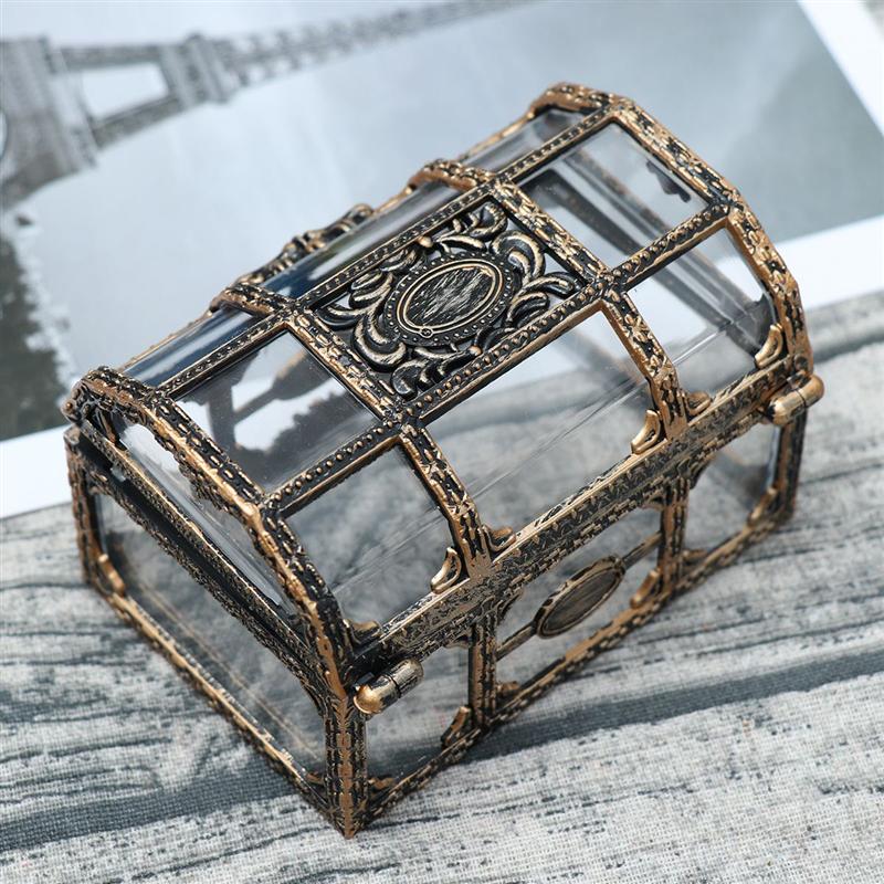 HULIANFU Vintage Transparent Pirate Treasure Storage Box Candy Trinket for Jewelry Crystal Gem Trinket Box Holder Organizer Earrings Ear - Deanwangkt