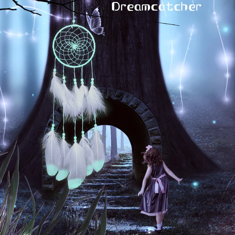 HULIANFU Original silver gray dream catcher 2 ring Indian feather hanging art gifts to bestie friends creative valentine's day gifts - Deanwangkt