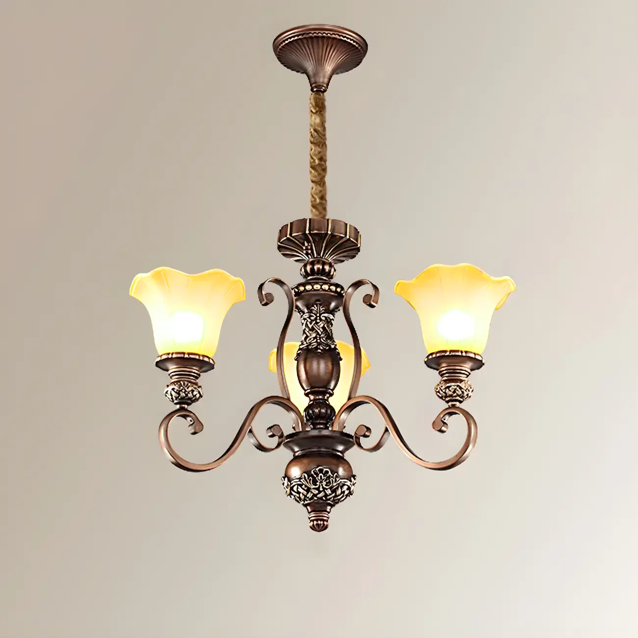 Brown Floral Metal Vintage Chandelier Classic Design