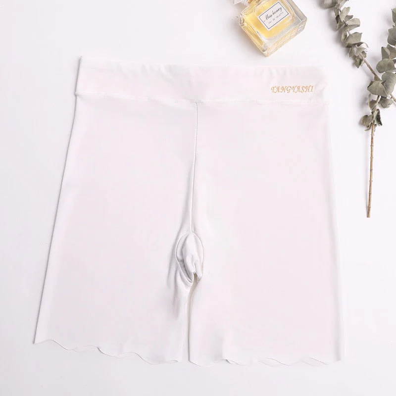 Hulianfu M~4xl Women's Safety Pants Thin Breathable Non-curling Boxer Shorts High Waist Short Pants Plus Size Four-corner Legging Shorts - Deanwangkt