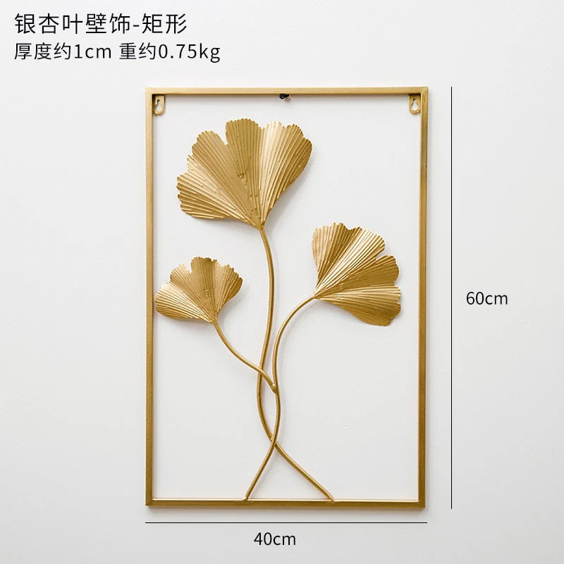 HULIANFU 2026  Nordic Metal Leaf Plant Wall Decor Wrought Iron Wall Hanging Non-perforated Wall Mural Living Room Bedroom Home Decoration Hot - Deanwangkt