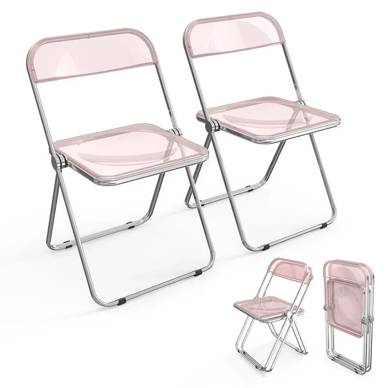 2PC Folding Stackable Acrylic Chair Transparent