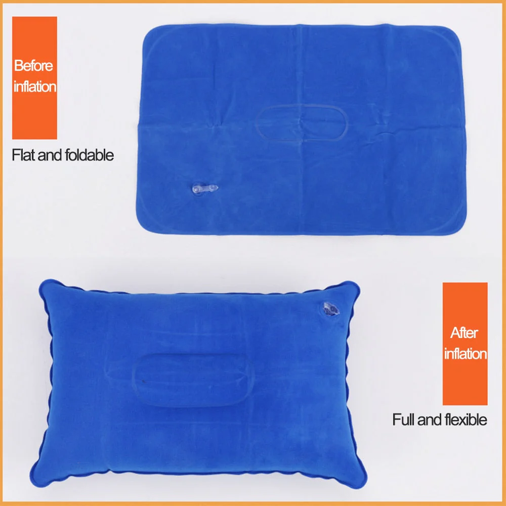 HULIANFU Ultralight Inflatable Air Pillow PVC Nylon Sleep Pillow Outdoor Camping Cushion Travel Car Backrest Airplane Head Rest Support - Deanwangkt