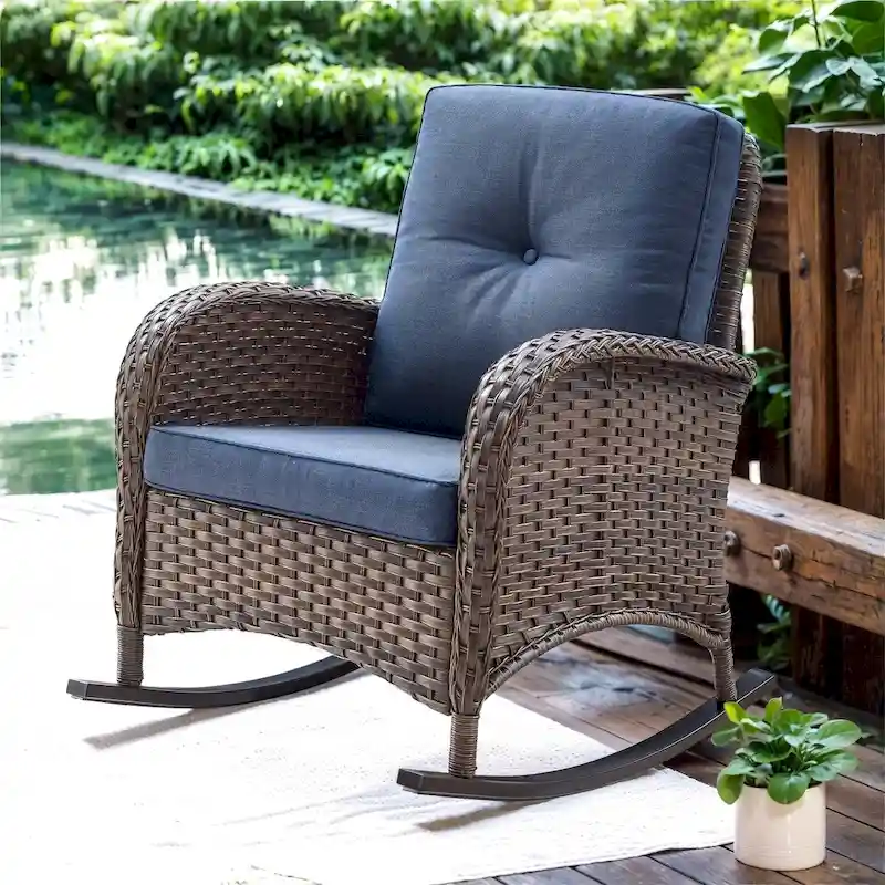 Outdoor Rocking Chair for Outside Patio Porch - Brown