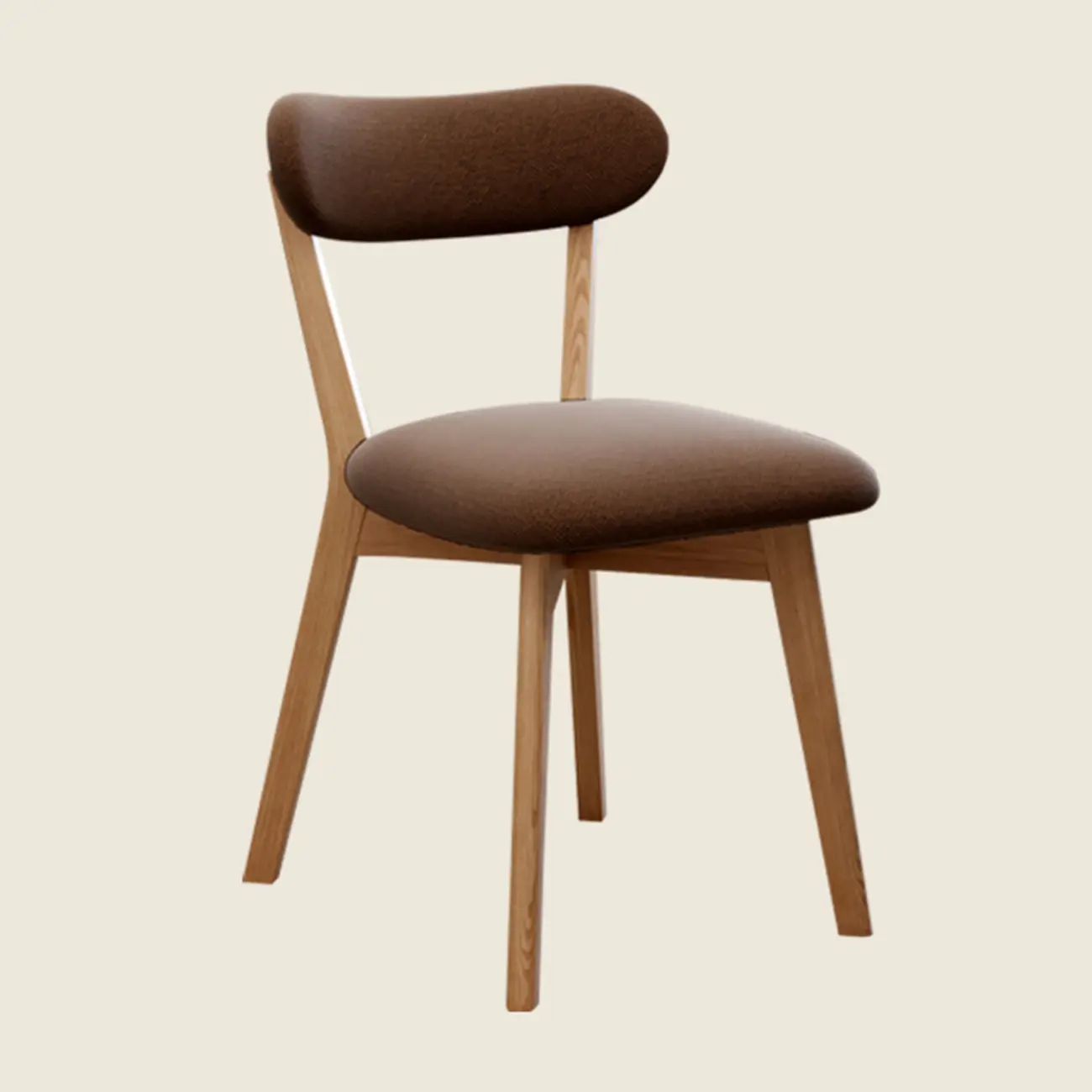 Walnut Wood Mid-Century Modern Upholstered Dining Chair
