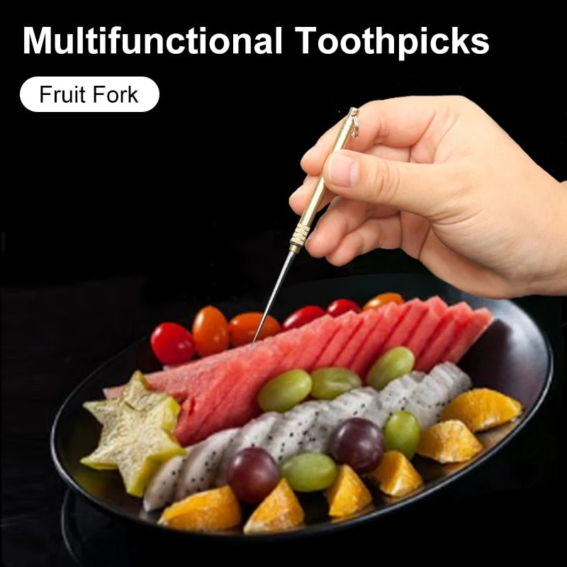 HULIANFU Titanium Outdoor Edc Portable Multi-Purpose Toothpick Bottle Fruit Fork Camping Tool Toothpick Tube Is More Durable Than Floss - Deanwangkt