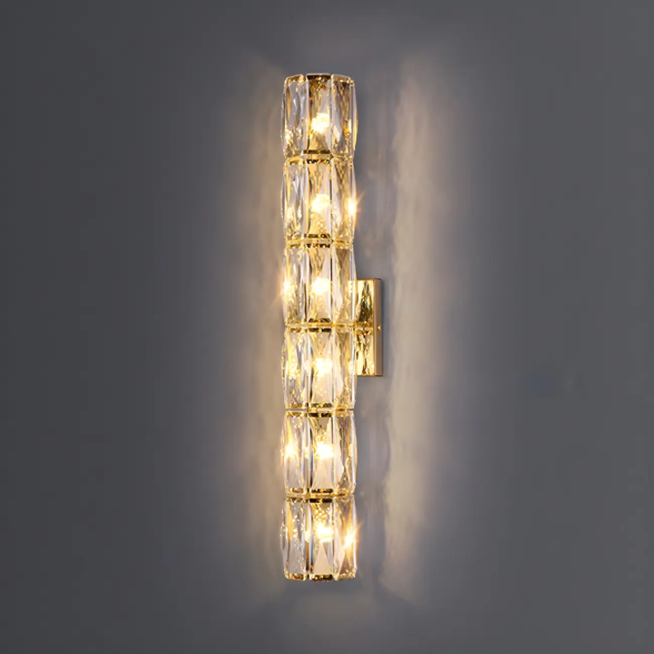 Luxury Geometric Crystal Gold Vanity Light
