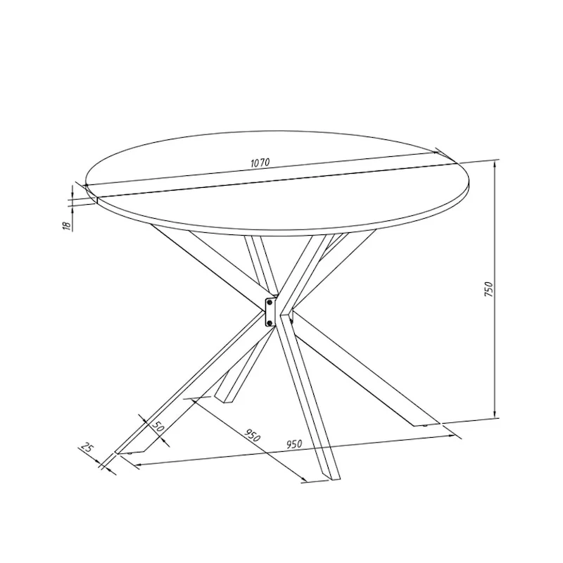 Modern Cross Leg Round Dining Table ,Two Piece Removable Top