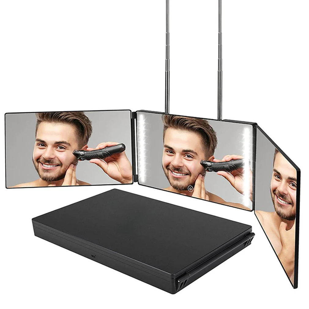 HULIANFU Three-fold Mirror A 360-degree Viewing Angle Practicing Home Decor Mirror For Self Hair Cutting And Styling DIY Haircut Tool - Deanwangkt
