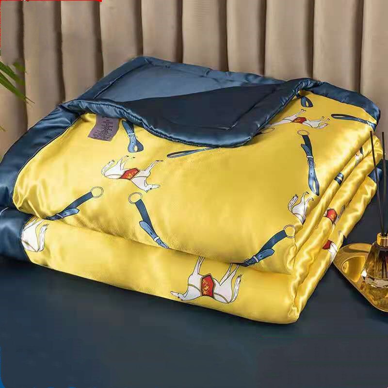 HULIANFU Summer Blanket Ice Silk Quilt Cool Feeling Nap Knee Air Conditioning Quilt Adult Children Washable Bedding - Deanwangkt
