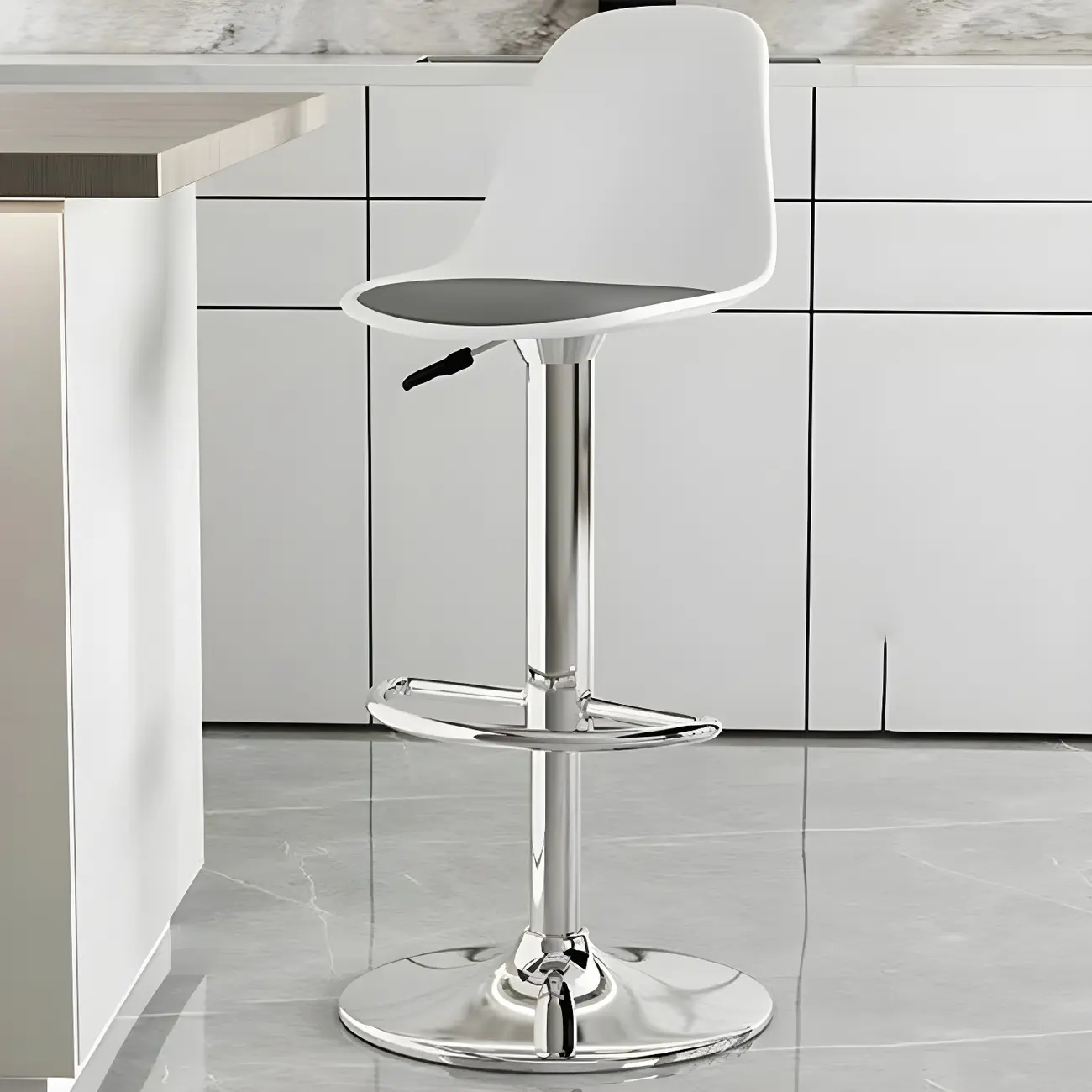 Modern Swivel Cushioned Acrylic Bar Stools with Backs