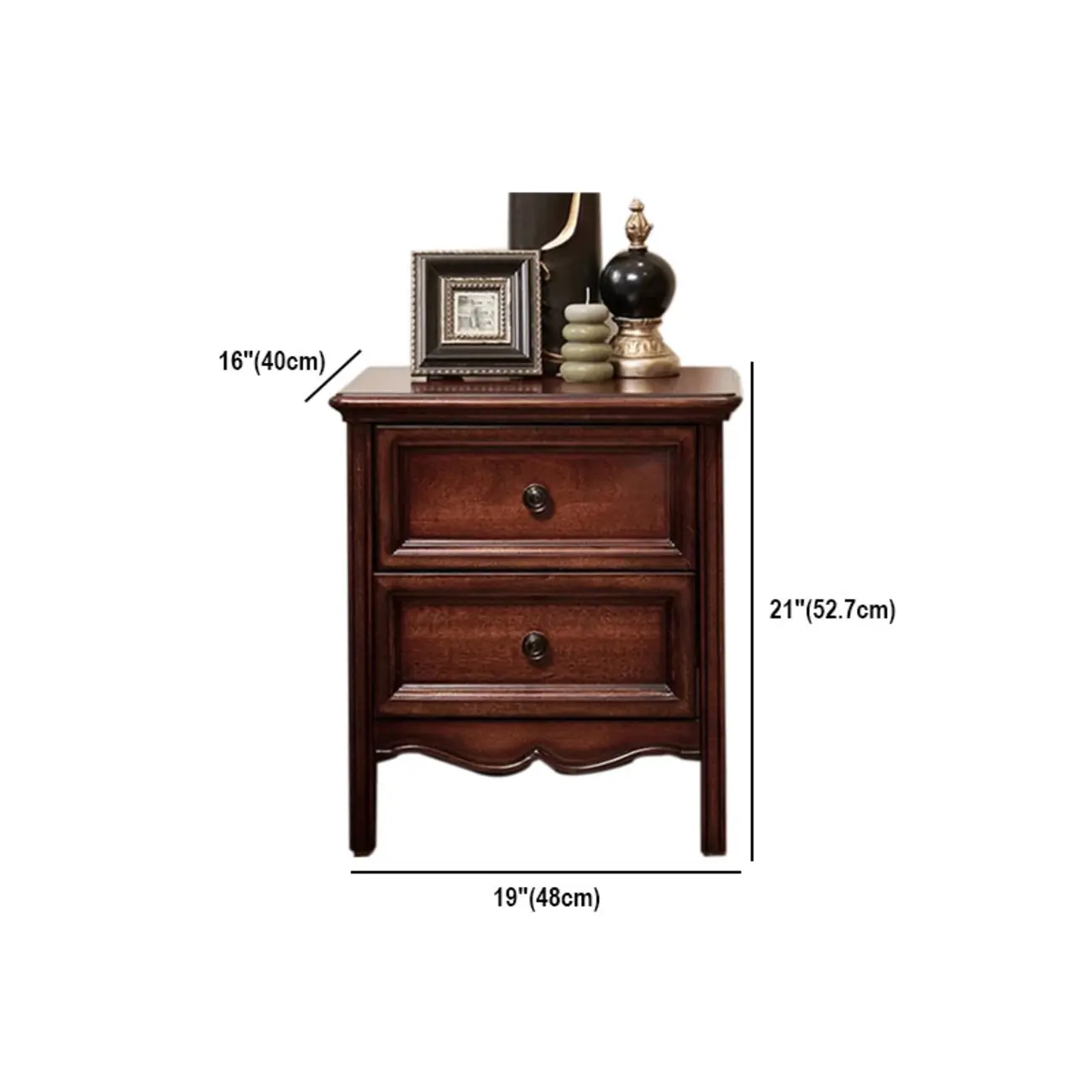 Traditional Cherry Bedside Table with 2 Drawers