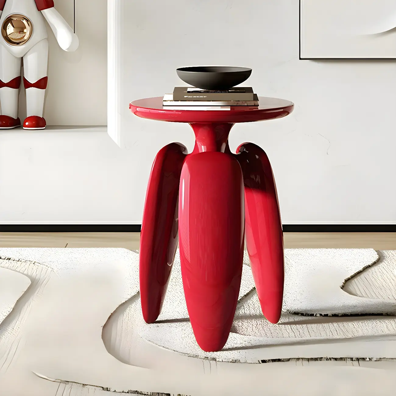 Natural Ash Wood Round Living Room Side Table Three Legs