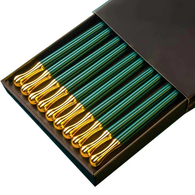 HULIANFU JANKNG 5 Pair Japanese Chopsticks Alloy Non-Slip Sushi Chop Sticks Set Chinese Gift Reusable Chopsticks Tableware Gift Kitchen - Deanwangkt
