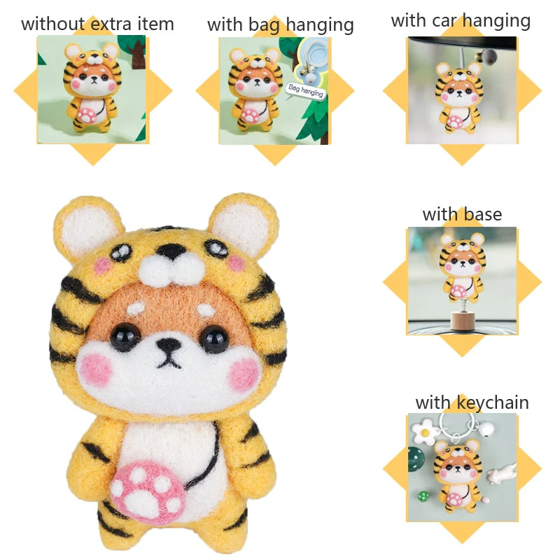 HULIANFU LMDZ Fashion Lovely Wool Felting Fabric Materials Handcraft Needle Felting Kit Doll Twelve zodiac for Needle Material Bag Pack - Deanwangkt