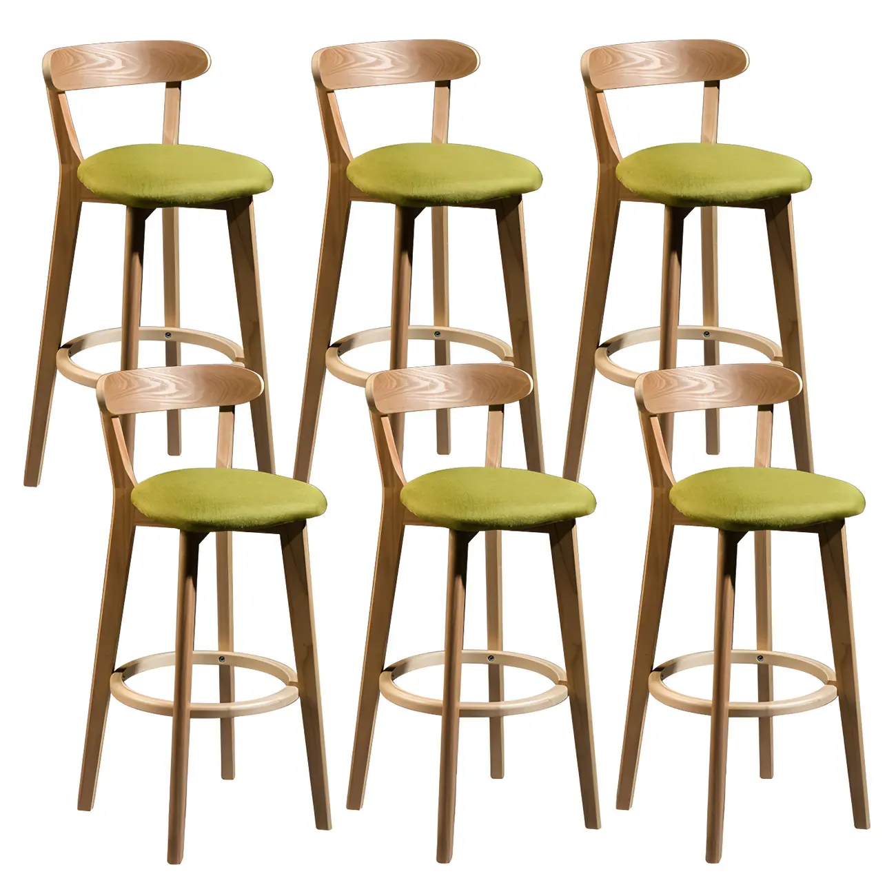 Wooden Upholstered Low Back Bar Height Stools Set of 2