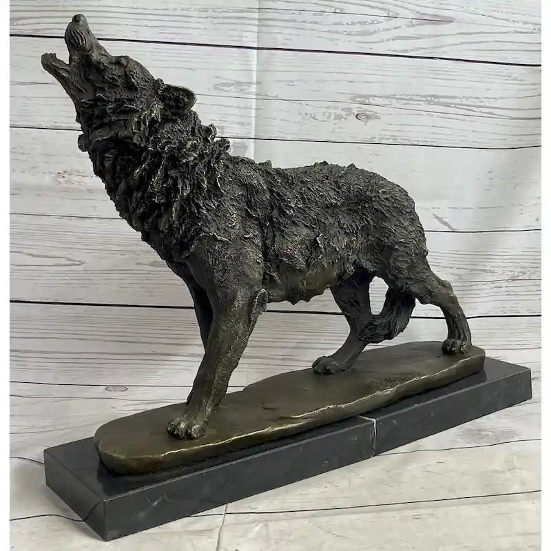Extra Large Wild Animal Life Wolf Dog Bronze Sculpture Hot Cast Marble Figurine