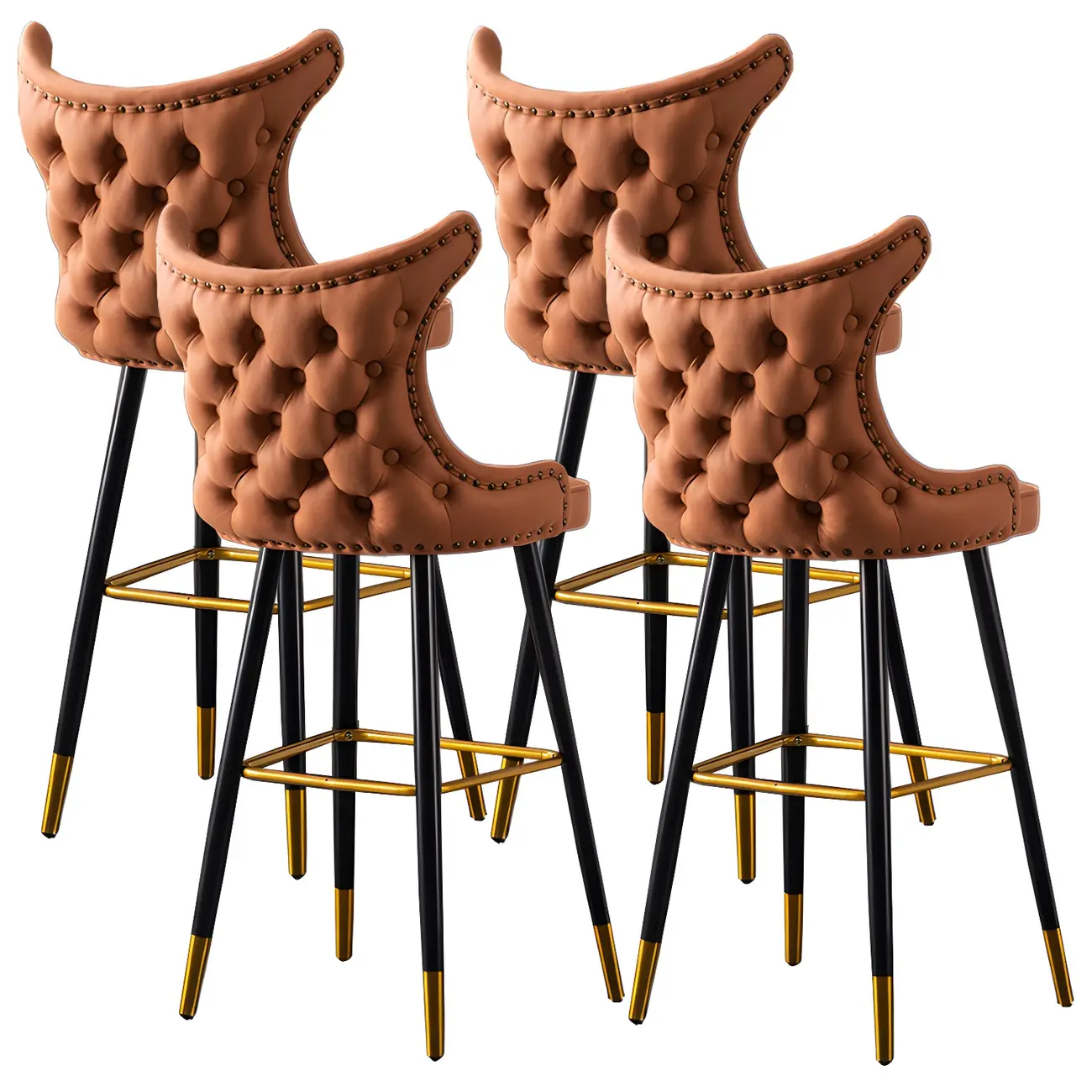 Velvet Upholstered Wingback Counter Height Bar Stools