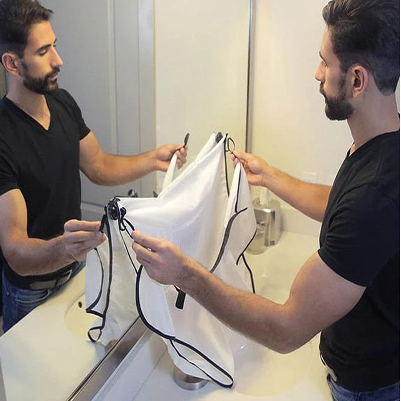HULIANFU Man Bathroom Apron Men Haircut Storage Waterproof Floral Cloth Male Beard Apron Household Cleaning Male Beard Storage Shelves - Deanwangkt