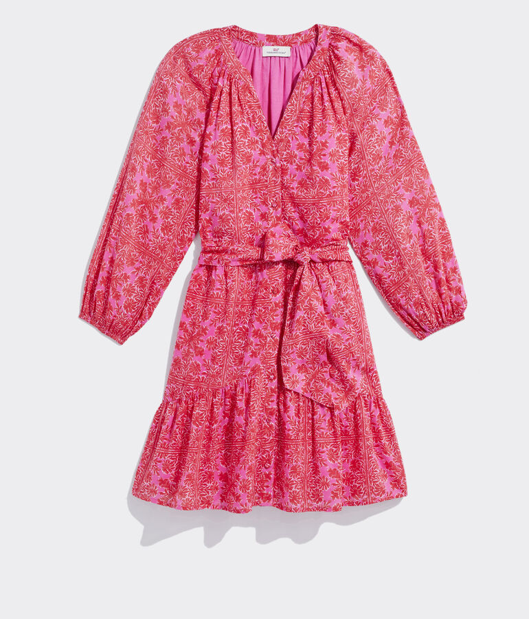 Scarf Print Tie-Waist Dress