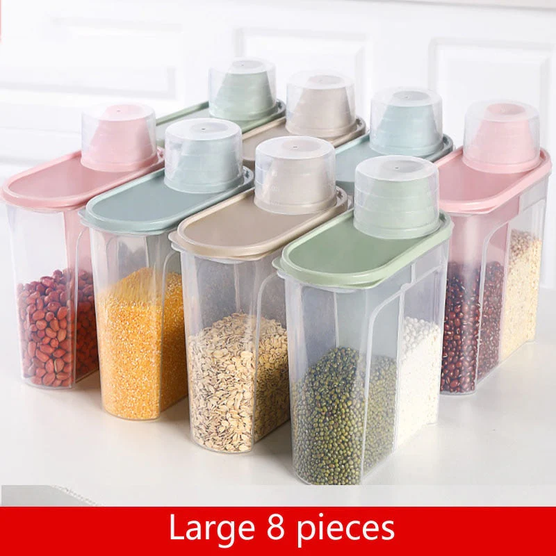 HULIANFU PP Food Storage Box Plastic Clear Container Set with Pour Lids Kitchen Storage Bottles Jars Dried Grains Tank 1.9L-2.5L H1211 - Deanwangkt