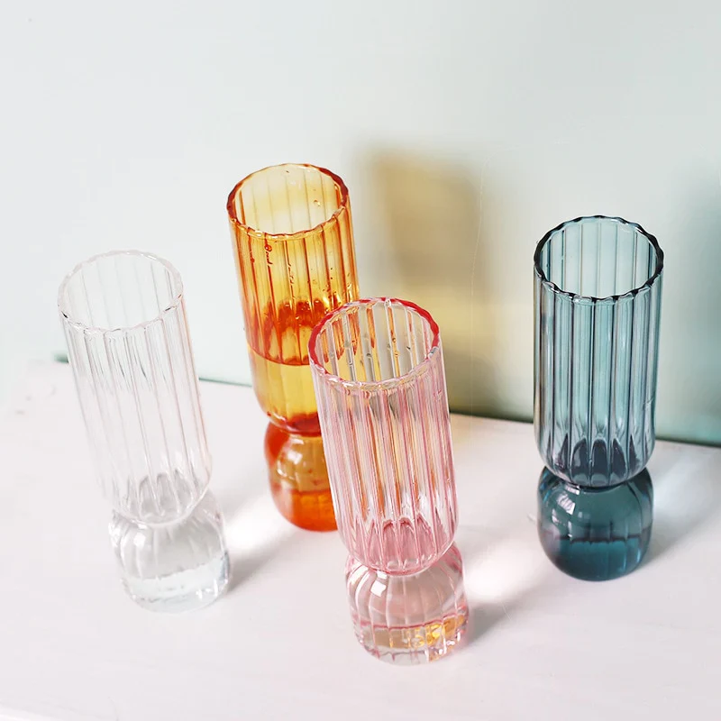 HULIANFU Nordic Glass Vase Small Glass Vases Flower Arrangement Home Decoration Accessories Modern Living Room Glass Ornament - Deanwangkt